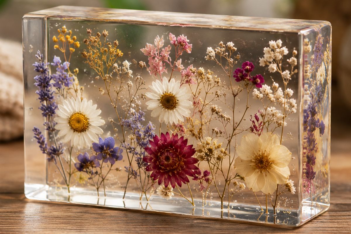Ma méthode pour insérer des fleurs dans de la résine époxy